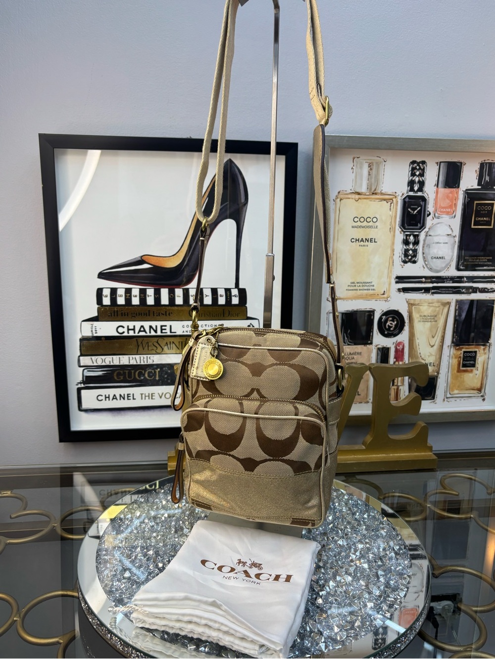 Coach 2006 Y2K Signature C Metallic Camera Bag Gold/Bronze